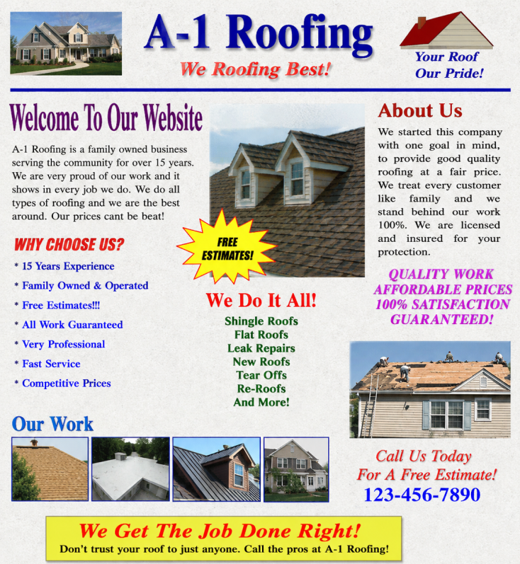 Example of a poor website